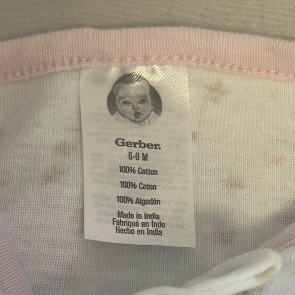 Gerber - set of 2 Pink and White Footies One Piece Sleepers - Picture 3 of 5